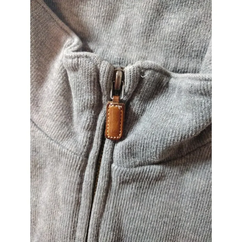Vtg Polo Ralph Lauren 1/4 Zip Sweater Mens M Gray W/Navy Pony Mock Neck Preppy